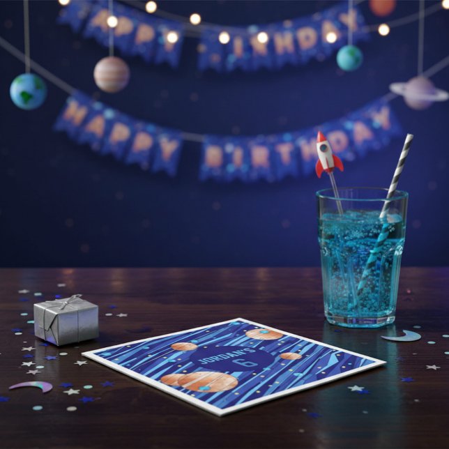 Personalized Outer Space Galaxy Birthday Napkin (Creator Uploaded)