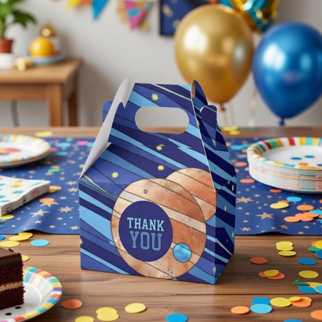 Personalized Outer Space Galaxy Birthday THANK YOU Favor Box (Creator Uploaded)