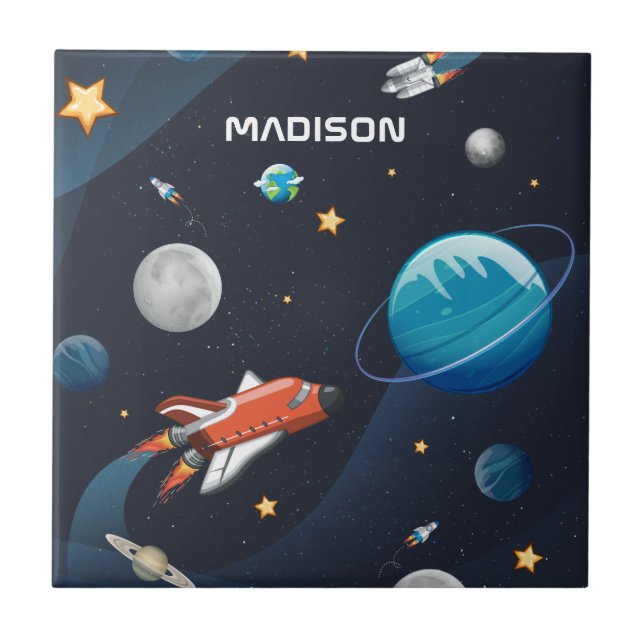 Personalized Outer Space Pattern  Tile (Front)