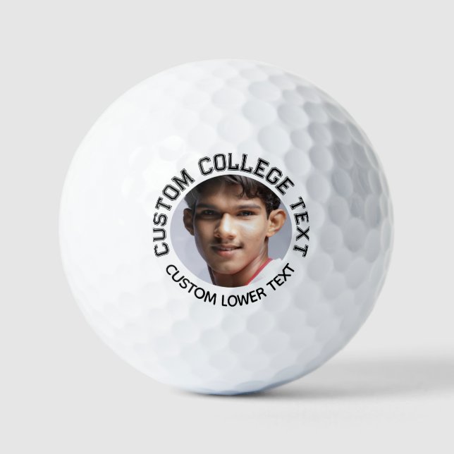 Personalized Outline College Text Photo Golf Balls (Front)