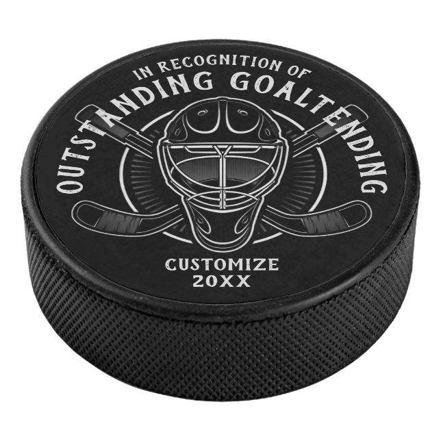Personalized Outstanding Goaltender Hockey Puck (3/4)