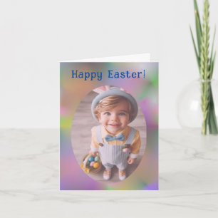 Personalized Oval Photo Elegant Rainbow Easter Holiday Card