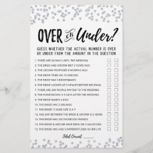 Personalized Over or Under Bridal Shower game