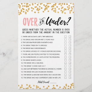 Personalized Over or Under Bridal Shower game