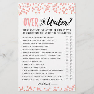 Personalized Over or Under Bridal Shower game