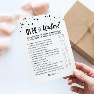 Personalized Over or Under Bridal Shower game Card