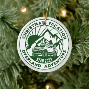 Personalized Overland 4x4 Christmas Holiday green Ceramic Ornament