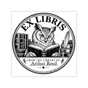 Personalized Owl Ex Libris Library Book Stamp