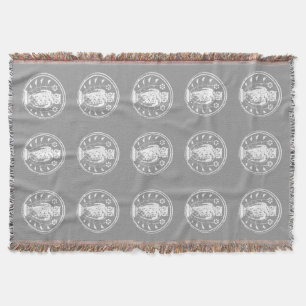 Personalized Owl Grey and Any Colour Medallion Throw Blanket