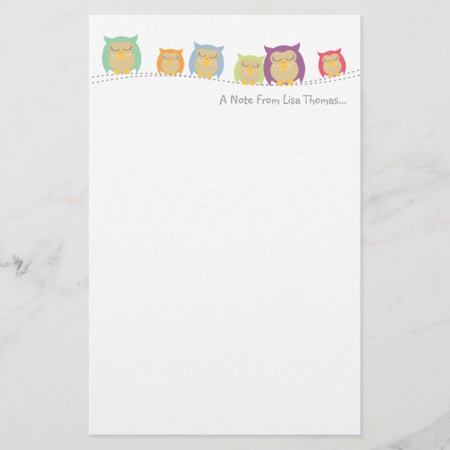Personalized Owl Note Paper (Front)