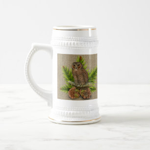 Personalized Owl on Burlap New Home Gift Beer Stein