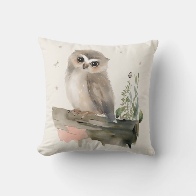 Personalized Owl Throw Pillow (Front)