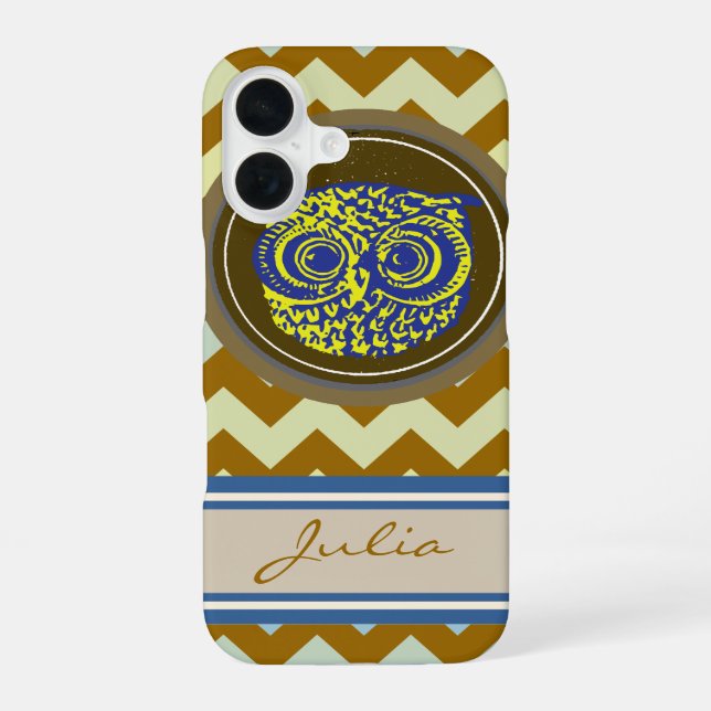 Personalized Owl with Chevron iPhone 16 Case (Back)