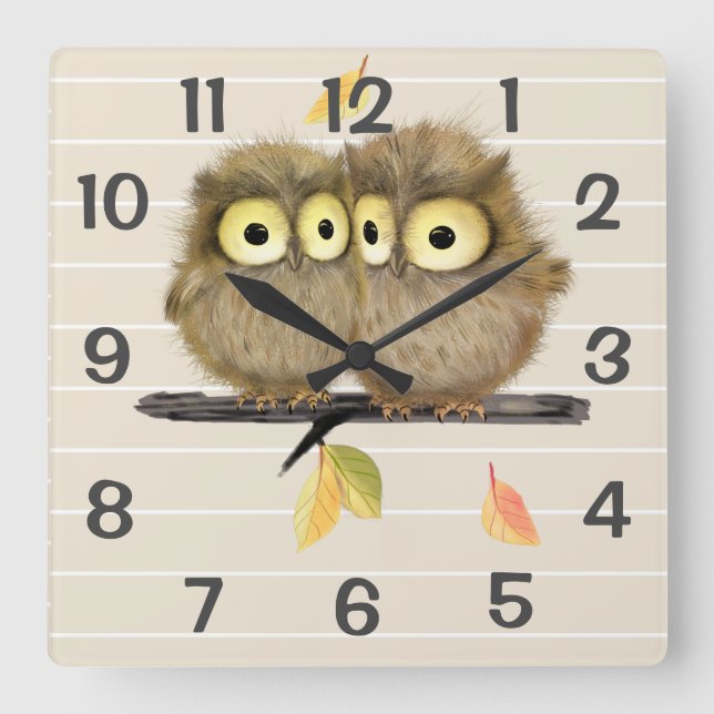 Personalized  Owls Wall Clock (Front)