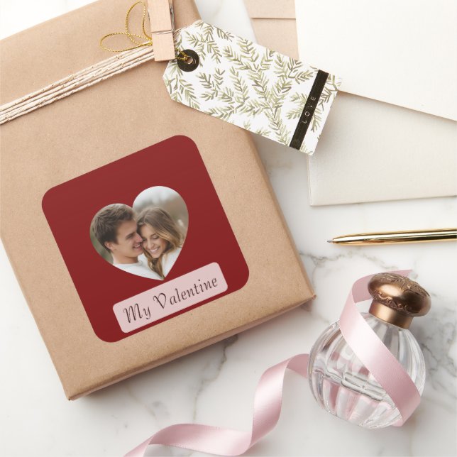 Personalized Own Couple Photo Love Sticker/Label  Square Sticker (Gifting)