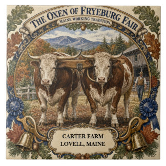 Personalized Oxen of Fryeburg Fair Maine Tile
