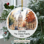 Personalized Oxford Ornament, England Ceramic Ornament<br><div class="desc">A Personalized Travel Souvenir Ornament designed to celebrate your unforgettable trip. Whether you went for work, enjoyed a romantic getaway, or took part in a school exchange program, this ornament commemorates a special moment you’ll always cherish and want to remember for years to come. Celebrate the year you travelled, whether...</div>