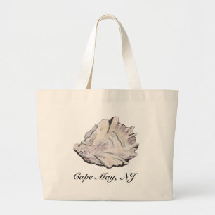 Personalized Oyster Watercolor Large Tote Bag