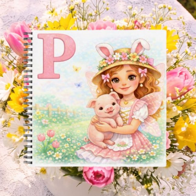 Personalized P Pig Gift for Girls Notebook (Creator Uploaded)