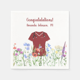 Personalized PA Physician Assistant Blue Scrubs Napkin