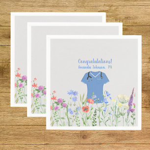 Personalized PA Physician Assistant Blue Scrubs Napkin