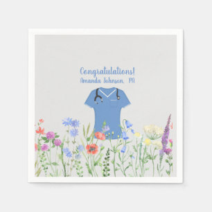 Personalized PA Physician Assistant Blue Scrubs Napkin