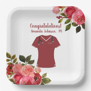 Personalized PA Physician Assistant Blue Scrubs Paper Plate