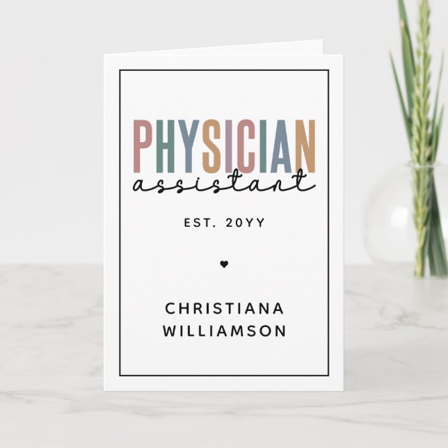 Personalized PA Physician Assistant Graduation Card (Front)