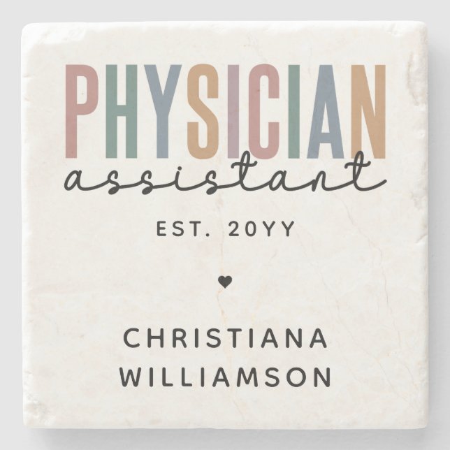 Personalized PA Physician Assistant Graduation Stone Coaster (Front)