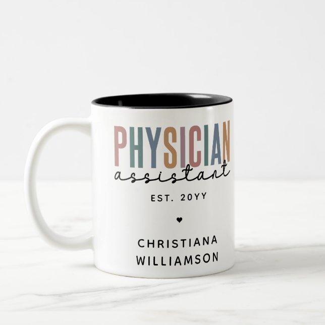 Personalized PA Physician Assistant Graduation Two-Tone Coffee Mug (Left)