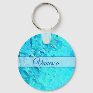 Personalized Pacific Blue Name  Keychain