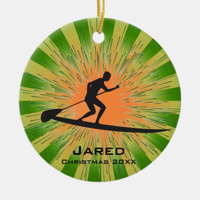 Personalized Paddleboarding Ornament (Front)