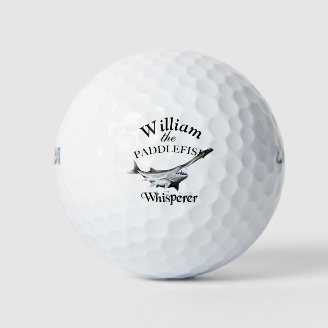 Personalized Paddlefish Whisperer Fisherman Golf Balls (Front)