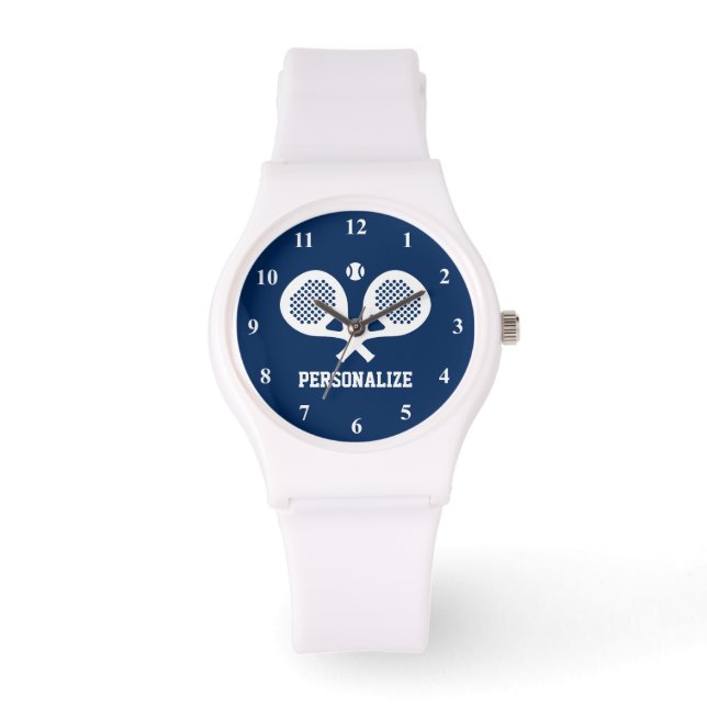 Personalized padel tennis racket silicon sports watch (Front)