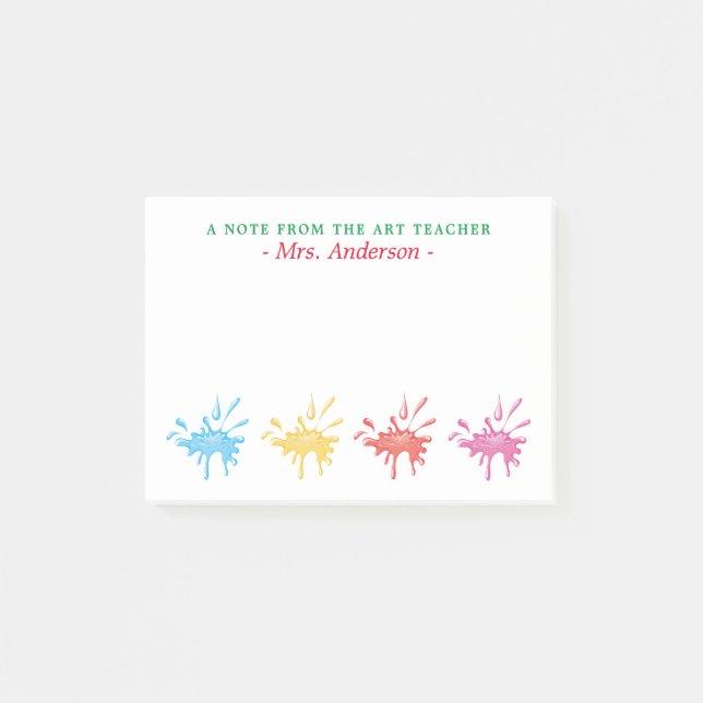 Personalized Pain Splashed Art Teacher Post-it Notes (Front)