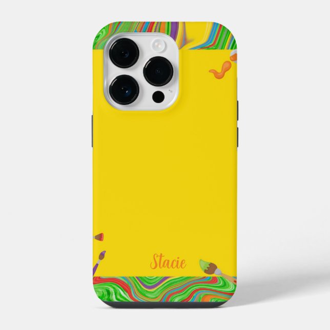 Personalized Paint Colourful Swirls iPhone Case (Back)