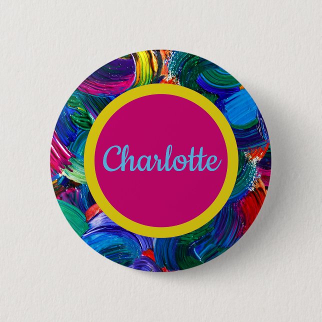 Personalized Painted Bright Paint Colours 2 Inch Round Button (Front)