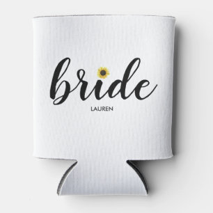 Personalized Painted Sunflower Bride Can Cooler