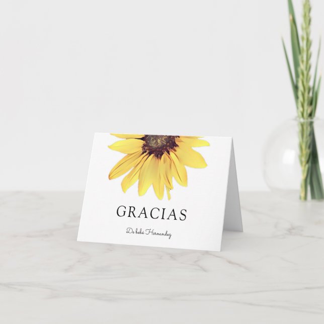 Personalized Painted Sunflower Gracias Thank You Card (Front)