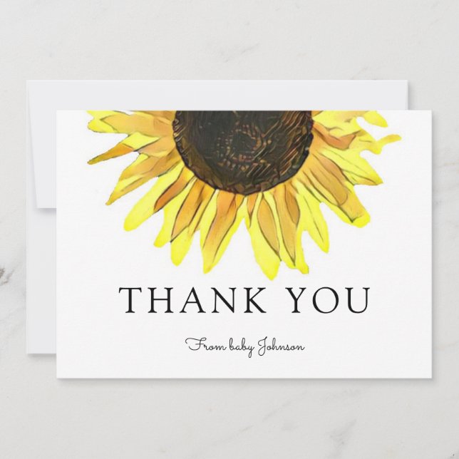 Personalized Painted Sunflower Thank You (Front)