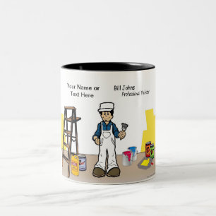 Personalized Painter - Male Cartoon Two-Tone Coffee Mug