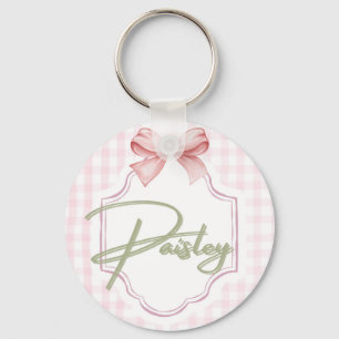 Personalized Paisley Baby Girl Nursery Gingham  Keychain