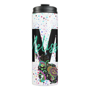 Personalized Paisley cat and butterfly Thermal Tum Tumbler