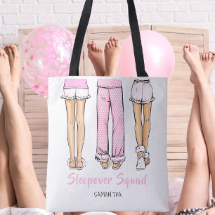 Personalized Pajama Party Trendy Sleepover Favor Tote Bag