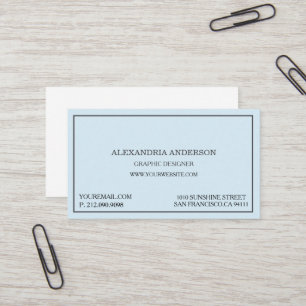 Personalized Pale Blue Modern Minimalist Business Card