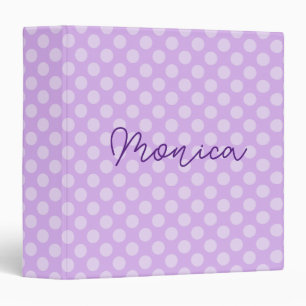 Personalized Pale Lavender Polka Dot Binder