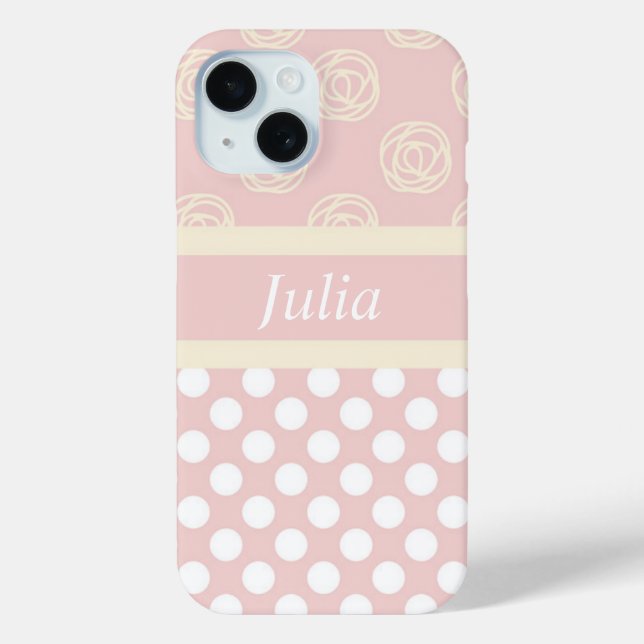 Personalized Pale Pink and Soft Yellow with Name Case-Mate iPhone Case (Back)
