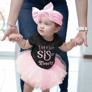 Personalized Pale Pink on Black Little Sister Toddler T-shirt