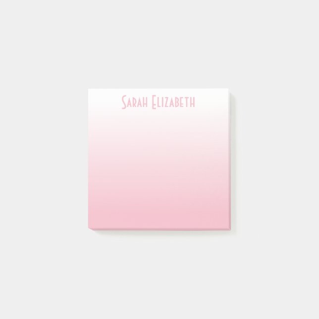 Personalized Pale Pink White Gradient Post-it Notes (Front)