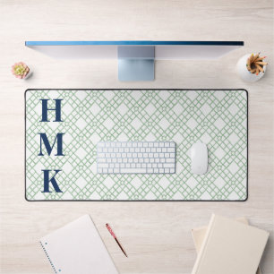 Personalized Palm Beach Green Lattice Monogram  Desk Mat